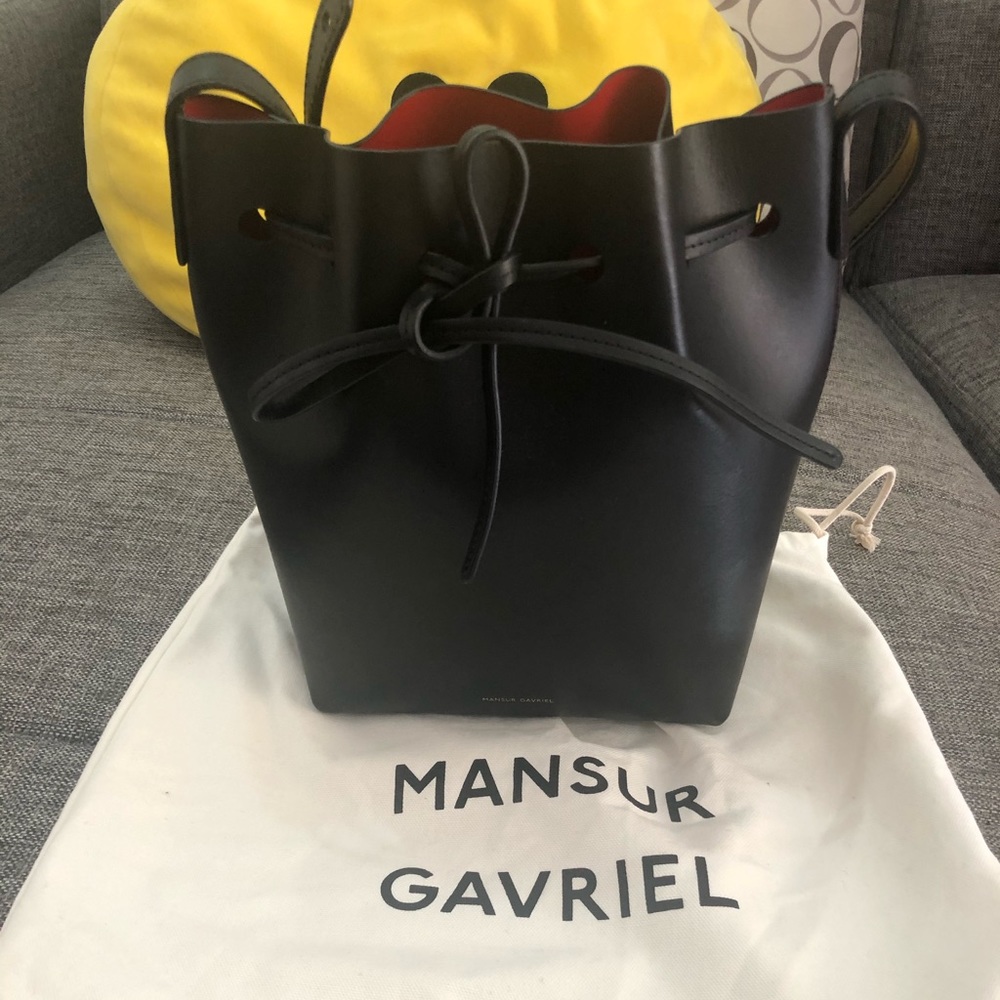 Mansur Gavriel Black Red Mini Bucket Bag